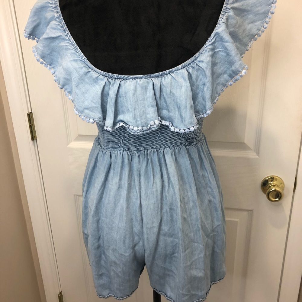 Altar’d State denim ruffle jumper romper - Picture 7 of 10